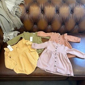 Colored Organics - Set of Four Baby Dresses in Earth Tones